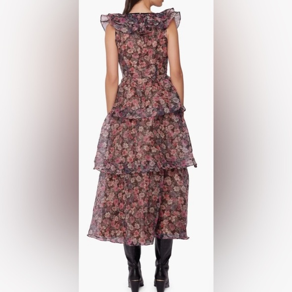 Lost & Wander Women’s Floral Ruffle Tiered  Botanique Midi Dress NEW size 12 - Picture 2 of 16